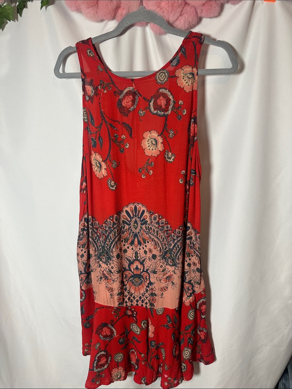 Free people Sleeveless Red Floral Border-Print Midi Dress